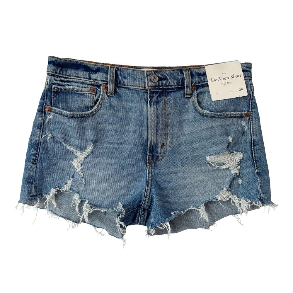 NWT Abercrombie & Fitch Mid Rise Mom Jean Shorts Sz 28 